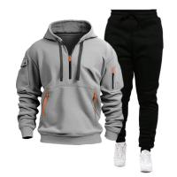 Conjunto de dos piezas para hombre, Sudadera con capucha y pantalones de cintura elástica, trajes informales, Otoño e Invierno - details 4