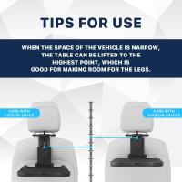 Bandeja de Viaje Multifuncional Ajustable Soporte Universal para Dispositivos Electrónicos en Asiento Trasero Comedor Portátil con Soporte para Teléfono y Bebida Ideal para Viajes en Carretera - details 6
