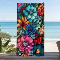 Toalla de playa de microfibra con elemento impreso de una cara ral multicolor Las toallas de baño son súper absorbentes y fáciles de transportar en casa - details 3