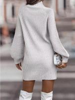 Vestido de punto para mujer, mini vestidos de fiesta, color sólido, cuello alto, estético, elegante y bonito, Kpop - details 7