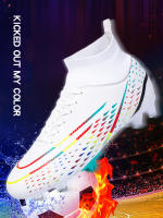 Zapatos de fútbol transpirables de tobillo alto para hombre, botas de fútbol de entrenamiento profesional al aire libre, antideslizantes, ligeras - details 2
