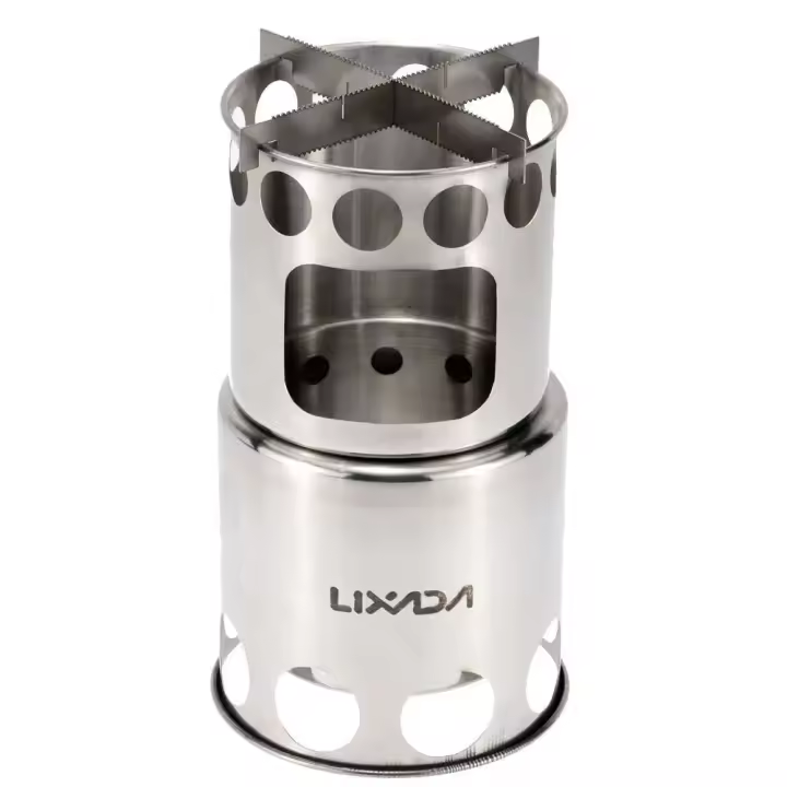 Lixada - Estufa de leña portátil de acero inoxidable para acampar al aire libre, quemador de cocina liviano para picnics - 1