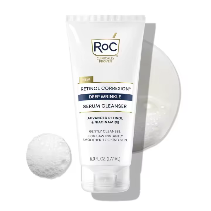 RoC Retinol Correxion Limpiador facial en suero antiarrugas profundo con niacinamida para antienvejecimiento y líneas finas, maquillaje de larga duración - 1