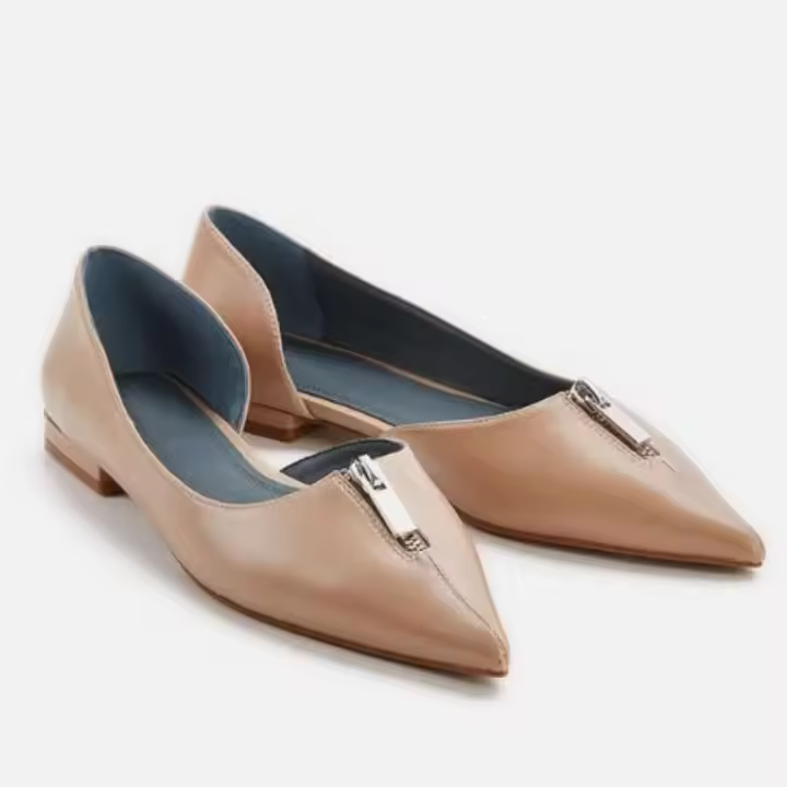 Zapatos planos puntiagudos de tacón bajo informales a la moda para mujer con tirantes de estilo lujoso hechos de transpirables y duraderos - 1