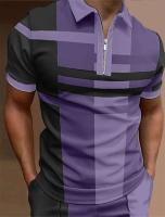 Polo para hombre, Polo con cuello, camisa de golf, estampado gráfico, geometría, apertura EAL, manga corta, ropa con cremallera, top de diseñador - details 9
