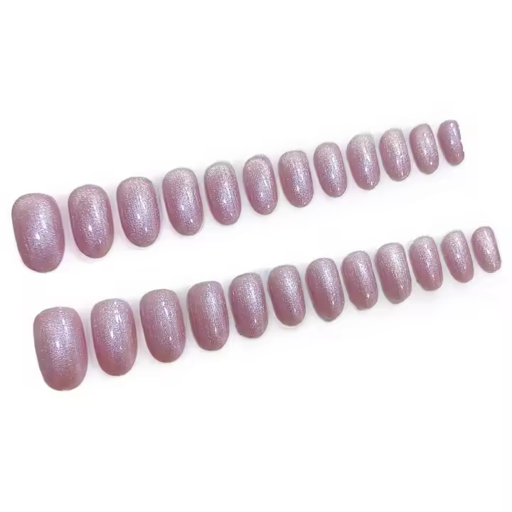 Uñas postizas brillantes de longitud media para principiantes, purpurina Rosa elegante, decoración de uñas práctica - 1