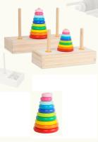 Rompecabezas de madera clásico para niños, torre de apilamiento, juguetes educativos templarios, juguetes - details 0