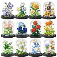 Bloque de decoración de escritorio de montaje eterno, flor, rompecabezas para niños, rosa, bloques de construcción, juguete, ramo, regalo - details 28