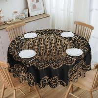 Mantel circular mandala, flor de loto de la vida, impermeable, resistente al aceite, 60 pulgadas, forma geométrica sagrada - details 161