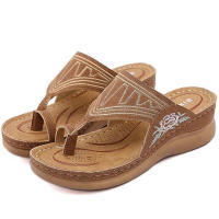Sandalias planas de espiga para mujer, chanclas ortopédicas bordadas, cómodas y elegantes, Verano - details 0