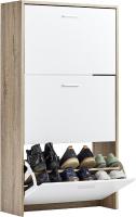 Mueble zapatero de 12 pares - Estantería de gran capacidad para vestíbulo o pasillo - (ancho) 60 x (profundidad) 24 x (alto) 80 cm - Madera clara blanca - details 111