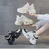 Zapatillas de correr de moda rosa, tacones inclinados de suela gruesa, calzado deportivo para mujer - details 5