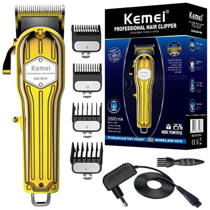 Kemei-cortadora de pelo ajustable recargable 1976, herramienta eléctrica para cortar el cabello, con carcasa de metal - 1