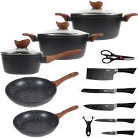 Batería de Cocina de Aluminio con Antiadherente |   8 Piezas Callao + 5 Cuchillos Inoxidables con Pelador de Verduras y Tijeras, Ollas/Sartenes para Todas las Cocinas, Incluso Inducción - details 0