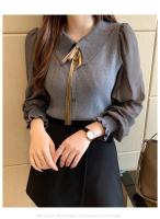 2025 otoño mujer gasa Patchwork suéter manga linterna cuello vuelto jersey con botones mujer Oficina señora suéter invierno - details 24
