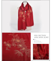 BYSIFA-bufandas 100% de lana para mujer, diseño bordado, chal de oficina de 190x70cm, color rojo y gris - details 2