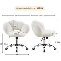 Silla de Escritorio Ergonómica Diseño Nube en Tejido Bouclé Altura Ajustable Ruedas Giratorias - details 1
