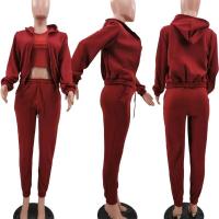 Conjunto de ropa de mujer de 3 piezas, suéter con capucha con forro polar, camiseta sin mangas y pantalones deportivos - details 17