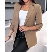 Blazer informal de primavera para mujer, cárdigan de manga larga de Color sólido, Blazer de moda para mujer - details 2