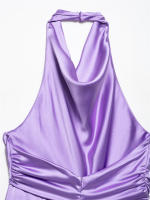 Mono de Verano para Mujer OUWU Elegante sin Mangas con Cuello Halter de Seda y Satén - details 7