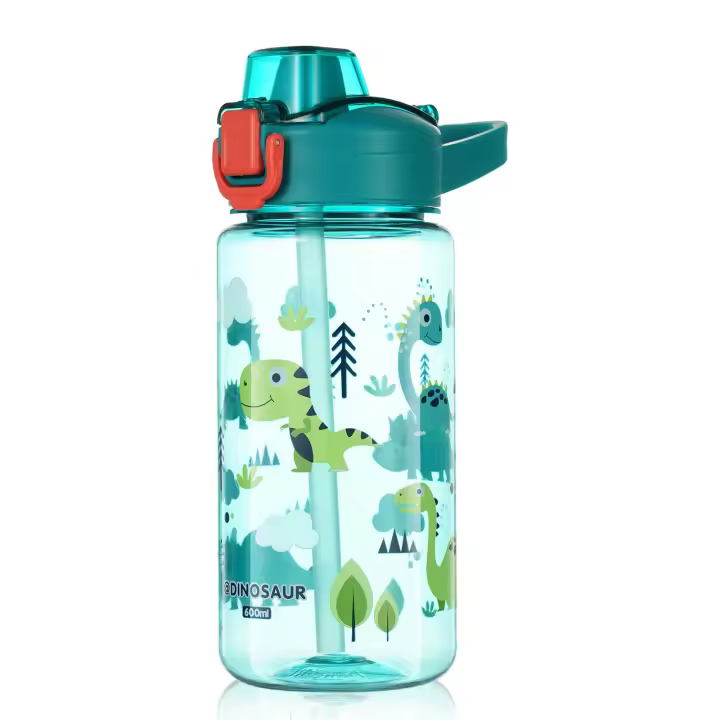 Botella de Agua Reutilizable para Niños y Niños, Sin BPA, 600ml, Plástico - 1