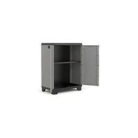 Armario Escobero de Resina 2 Puertas Regulables en Altura 3 Baldosas Diseño Elegante en Gris/Negro - details 10