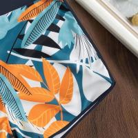 Bikini abierto con estampado de hojas retro en talla grande, conjunto de traje de baño de dos piezas con correas estables para mujer - details 108