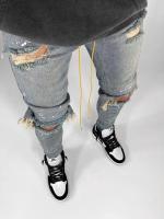 Nuevo 2025 pantalones vaqueros rasgados con agujeros para hombres, pantalones Cargo de Hip Hop, pantalones vaqueros desgastados, ropa ajustada para hombres, pantalones ajustados de longitud completa para hombre - details 7