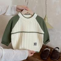 Pulóver de Algodón para Niño Pequeño Rayas Arcoíris, Cuello Redondo, Abrigo de Punto Desgarrado - details 0