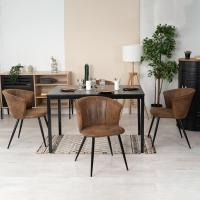 MEUBLE COSY Juego de 2 Sillas de Comedor Vintage Sillón Tapizado en Gamuza con Reposabrazos Patas Metálicas para Cocina Salón - details 2