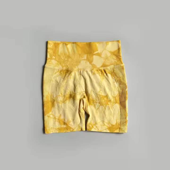 Pantalones cortos de yoga con tie dye para mujer FKAFIT leggings deportivos sin costuras con elevación de cadera material de nylon para actividades al aire libre - 1