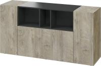 Aparador de 3 Puertas Buffet para Sala Diseño Blanco y Gris Cemento Medidas 150 cm x 76 cm x 41 cm - details 18