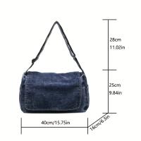 Mochila Messenger de Denim de Gran Capacidad Estilo Casual para Parejas, Correa Ajustable, Cierre de Cremallera, Lavable a Mano, Bolsos de Viaje para Ocasiones Casuales - details 6