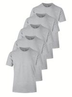 Camisetas de algodón cómodas y sólidas para hombre, camisetas informales transpirables de manga corta para uso diario en verano, 5 uds. - details 10