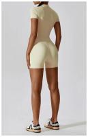 1 pieza de verano con cremallera de manga corta Yoga de una pieza para mujer danza Fitness ejercicio ajustado ropa de una pieza - details 14