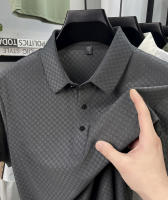 Camiseta de manga corta sin costuras Ice Silk para hombre, resistente y sin arrugas. Polo de verano con cuello business, holgado y fino, - details 2
