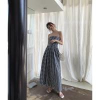 Vestido largo de playa Sexy con espalda descubierta para mujer, vestido de verano sin tirantes y sin mangas con hombros descubiertos, vestido de fiesta de noche elegante de estilo coreano - details 6