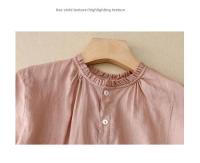 Vestido de Lino y Algodón para Verano Falda Ancha con Cuello de Oreja de Madera - details 8