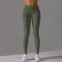 Pantalones de yoga con espalda en V para mujer, leggings sexys para entrenamiento Fiess, gimnasio, correr, cintura alta - details 16