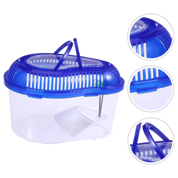 Caja de alimentación de peces dorados de plástico para el hogar, contenedor de reptiles, portátil y duradero, tanque de tortuga, tarro de araña - 1