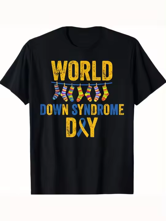 Camiseta de Apoyo para el Día de la Sínd Roma Cuello Redondo Manga Corta - 1