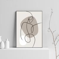 Cuadro de Lienzo Abstracto en Blanco y Negro con Líneas Minimalistas Impresión Nórdica Póster de Mujer Arte de Pared Moderno para Sala de Estar Decoración de Iluminación y Arte - details 4