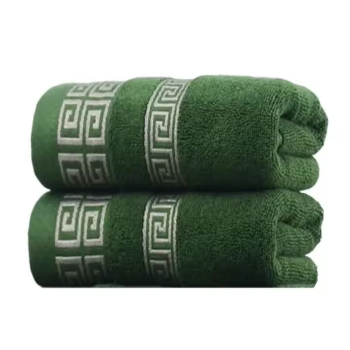 Juego de 2 uds de algodón verde, 34x74cm, 70x140cm, baño de Hotel bordado para adultos, toallas de verano gruesas y suaves para el pelo de la cara - 1