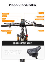 Ceaya A20 Pro Bicicleta eléctrica 20*4.0 pulgadas 1000W 48V 20AH 45km/h Vehículos eléctricos, Shimano 7 velocidades, Pantalla LCD a color, Freno de disco hidráulico, Faros brillantes, luces traseras, Ajuste de amortiguación de 15 etapas, Amortiguador tras - details 9