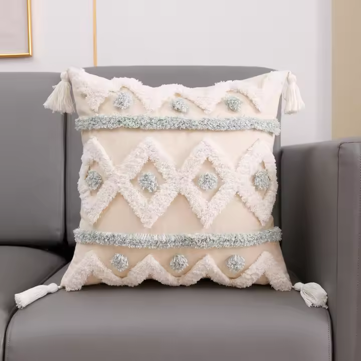 ANUMEI-funda de cojín bohemia de 45x45cm, 30x50cm, Beige, decorativa, cuadrada, de macramé - 1