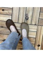 Zapatos sencillos de boca poco profunda con cabeza redonda 2025, nuevos, de interior y exterior de cuero, sin cordones, de suela plana, informales, de talla grande - details 3