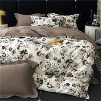 Svetanya Juego de Ropa de Cama con Diseño Floral Pastoral en Amarillo y Morado Tamaño Queen y King Algodón Egipcio Ajustable - details 10