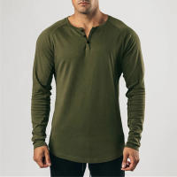 Camisetas deportivas para hombre, camiseta informal de algodón con cuello Henry - details 20