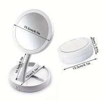 LZ1217 Espejo Cosmético Iluminado 1/10x - Espejo de aumento conveniente para llevar, espejo de baño con iluminación LED en tres colores, rotación de 360°, ideal para afeitarse, depilarse y recortar cejas, redondo. - details 1
