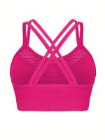 Sujetador De Cuello Redondo Hueco para Deportes, Transpirable, entrecruzado en la espalda, Cómodo, De Color Sólido, De alta elasticidad - details 13